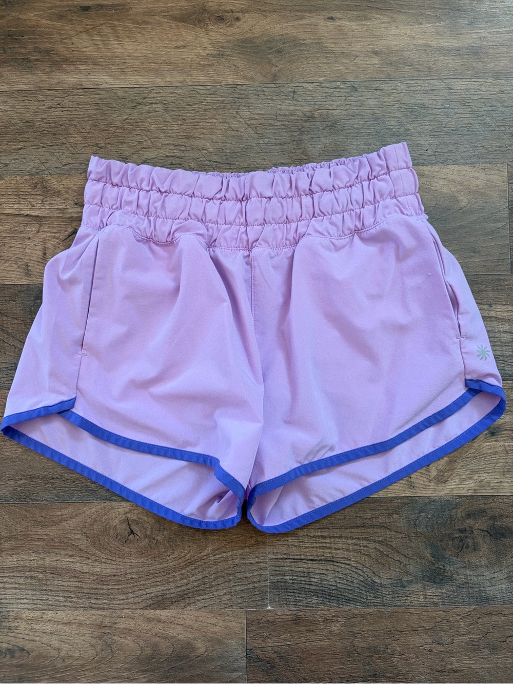 Athleta Girls Purple Elastic Waist Athletic Shorts with contrasting trim